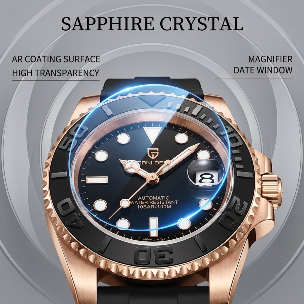 PAGANI DESIGN PD1651 Automatic Men’s Watch Sapphire Ceramic Bezel Miyota 8215