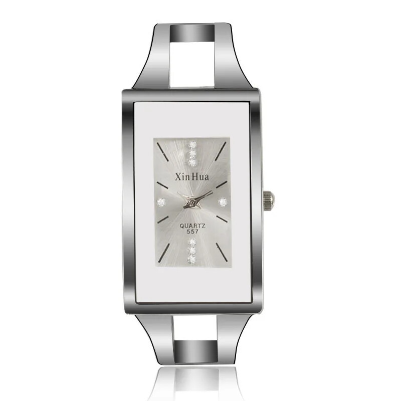 WOMEN Bracelet Watch Quartz Wristwatch Crystal Fashion Silver Casual Bangle