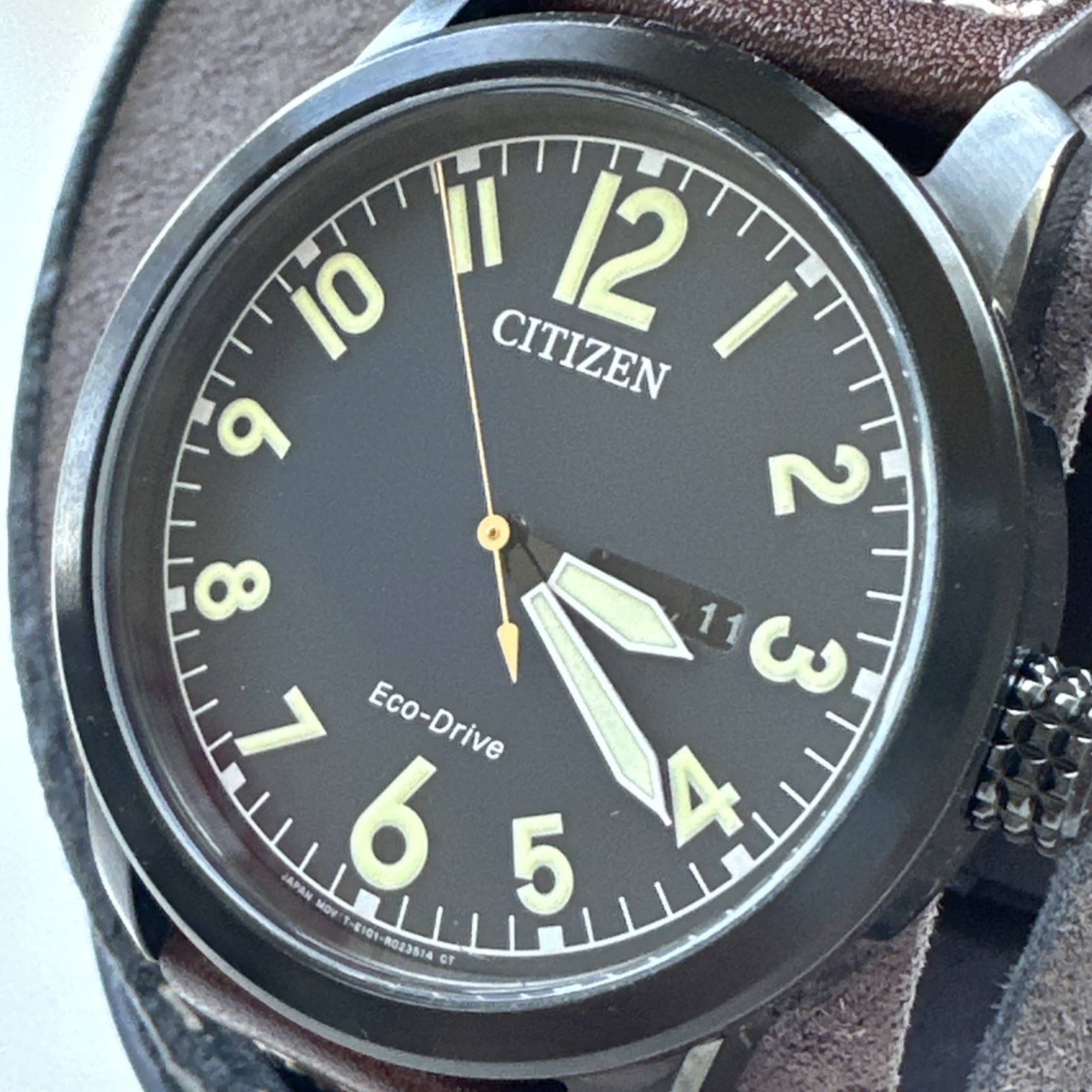 Citizen Men’s Garrison Day Date Window Brown Eco-Drive Watch 42MM BM8478-01L