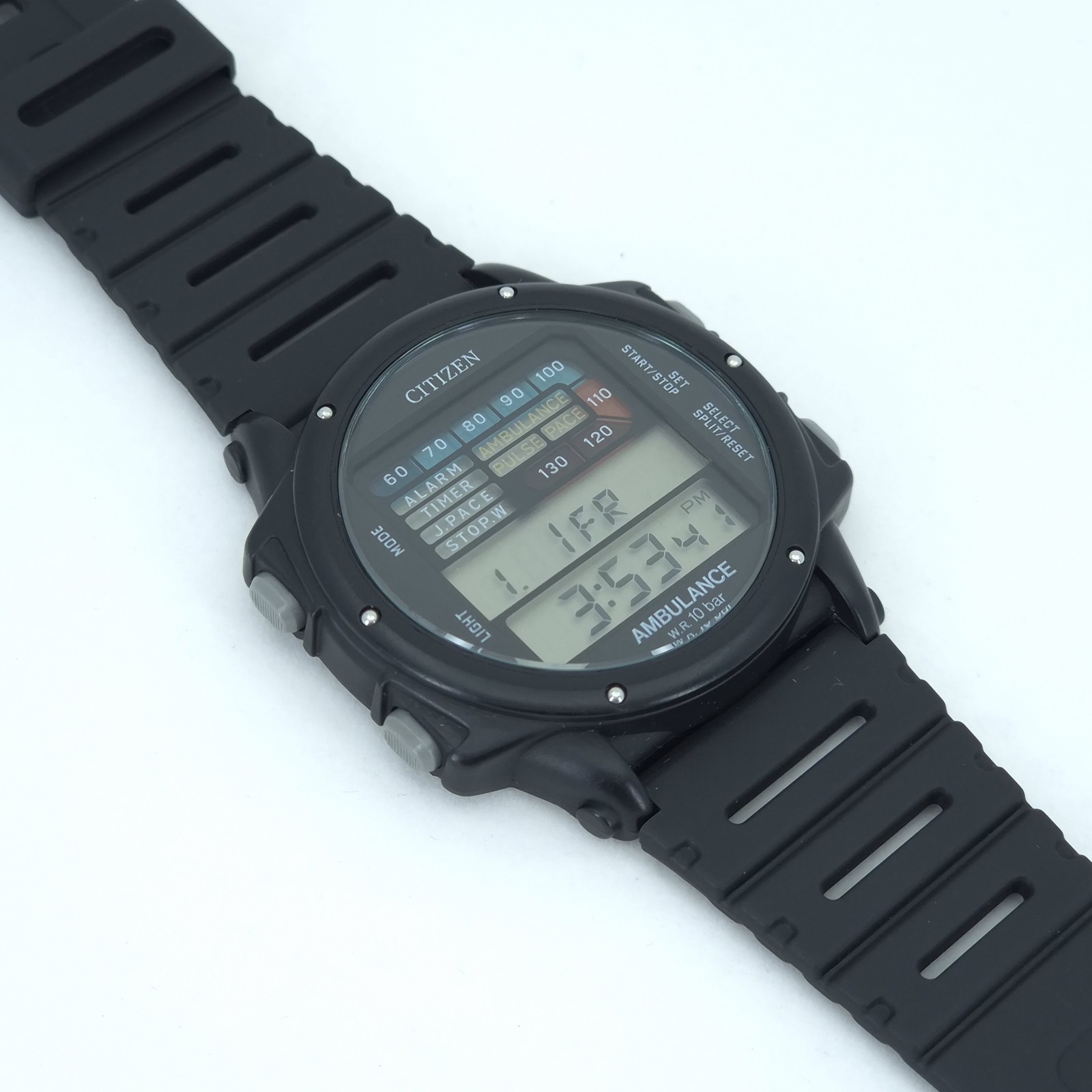 NOS CITIZEN D170-314395 “AMBULANCE” WR 10BAR VINTAGE DIGITAL WATCH JAPAN 1983