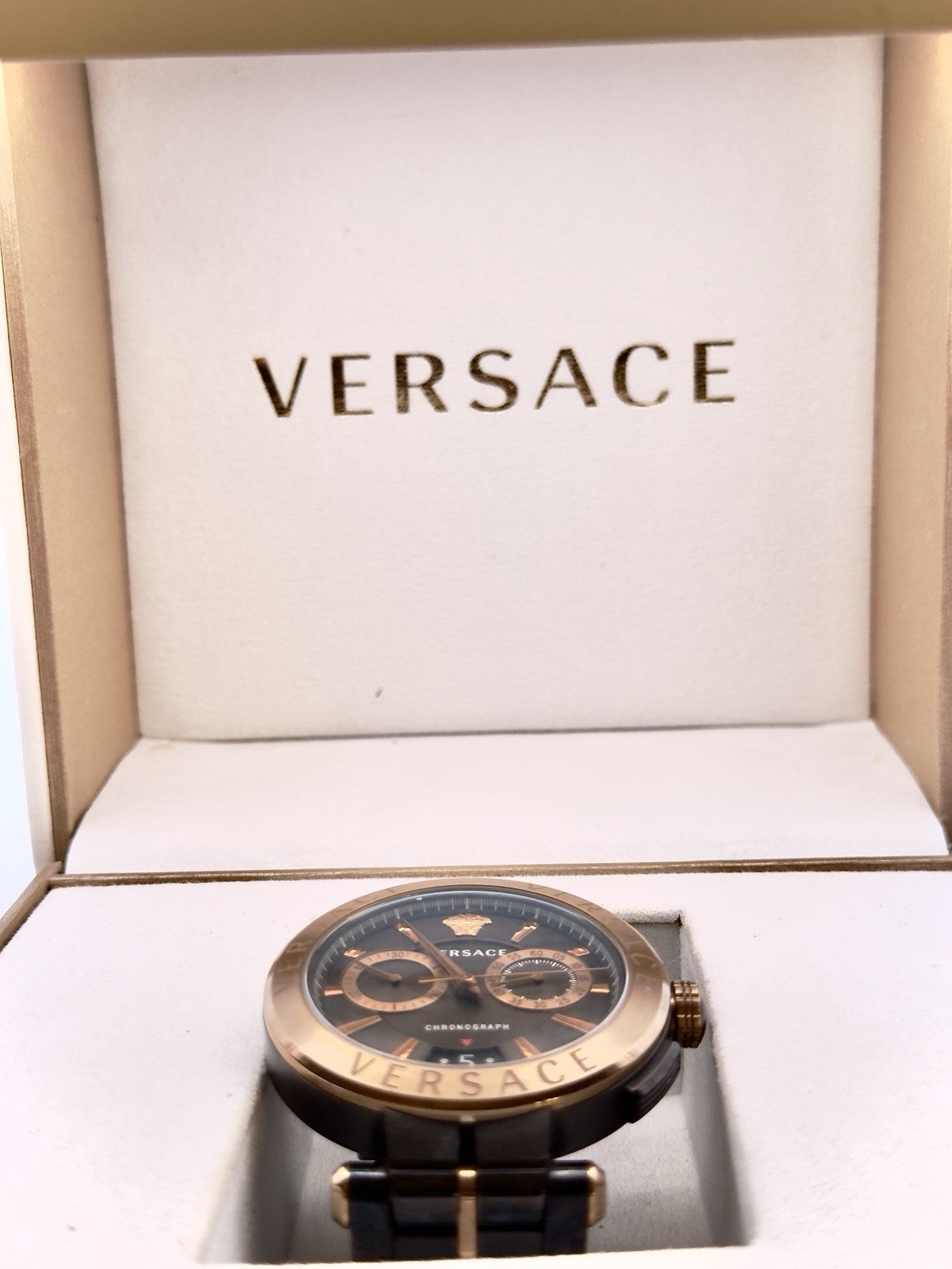 Versace Aion Chronograph Charcoal Bronze Stainless Steel Model VE1D00619 Watch