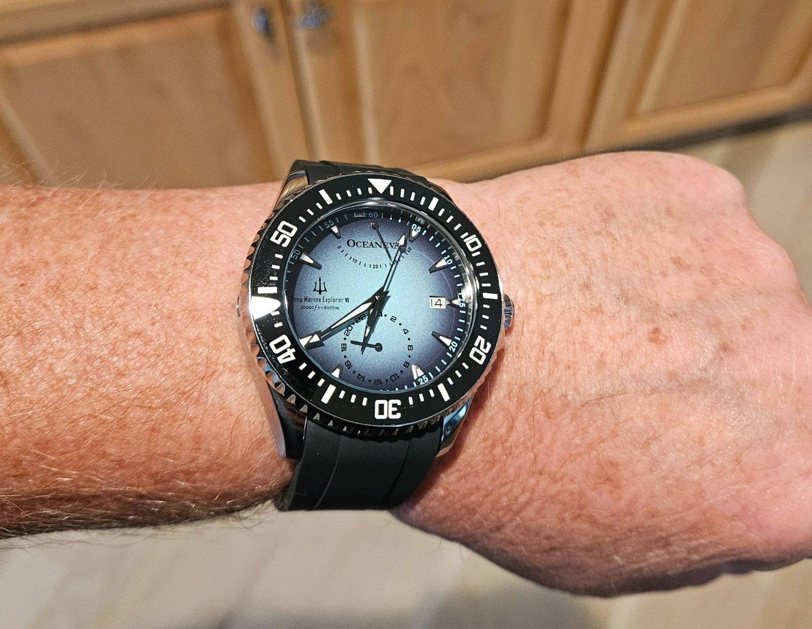 Oceaneva Power Reserve 6000m Automatic Grade 5 Titanium Watch Yellow