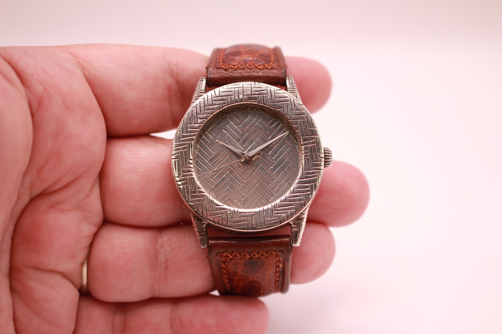 John Hardy Sterling Silver 925 Woven Bedeg Model 4874 Round Quartz Watch