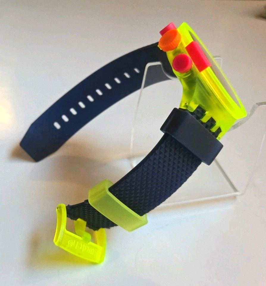 SWATCH NEON TO THE MAX Watch SB06J100 Big Bold Chronograph 2023 Swiss WR 100ft