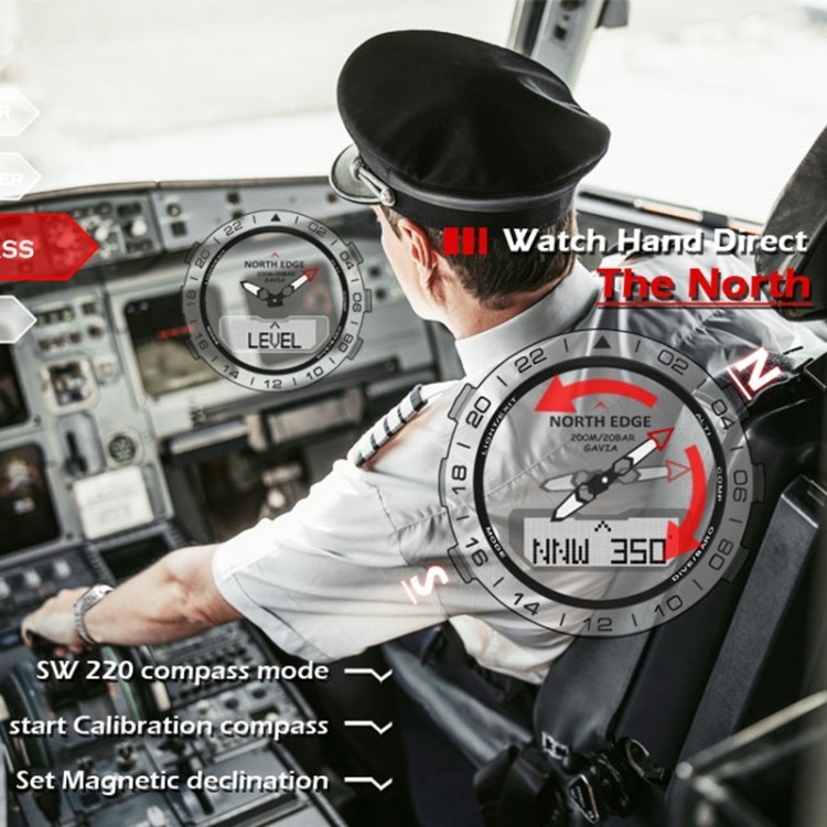 Mountaineering & Diving Watch – 100M Waterproof, Altimeter, Barometer, Compass