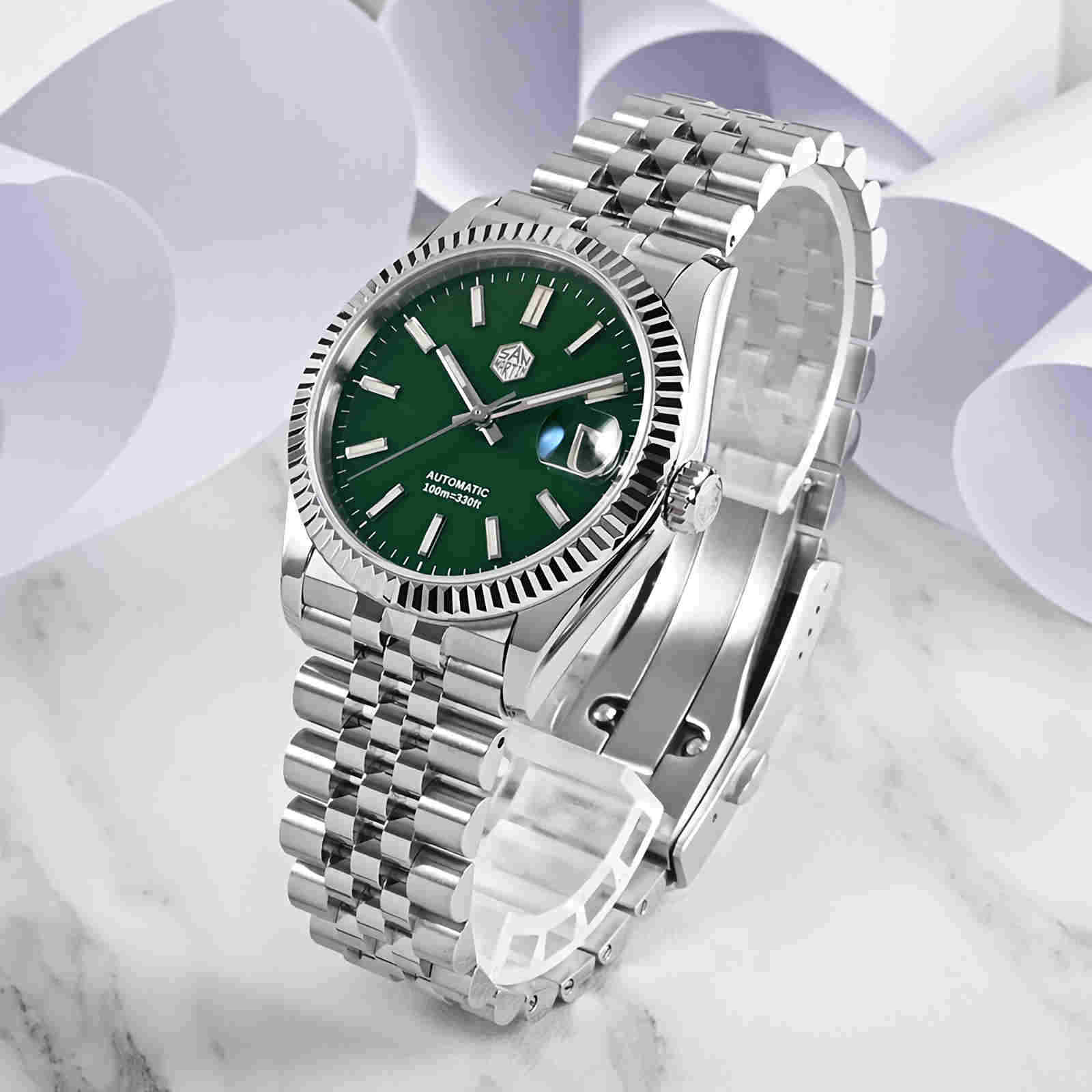 SAN MARTIN SN058-G-X Classic Automatic Stainless Steel 36.5mm 10ATM Dress Watch