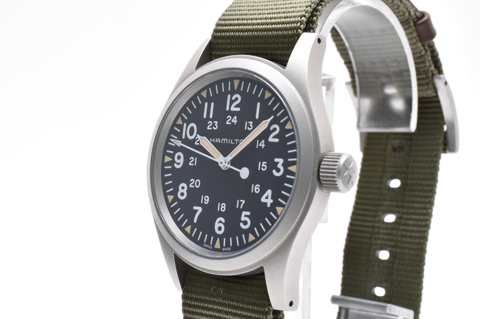 HAMILTON Khaki Field Mechanical 38mm Black Dial Full Set Box & Extra Strap