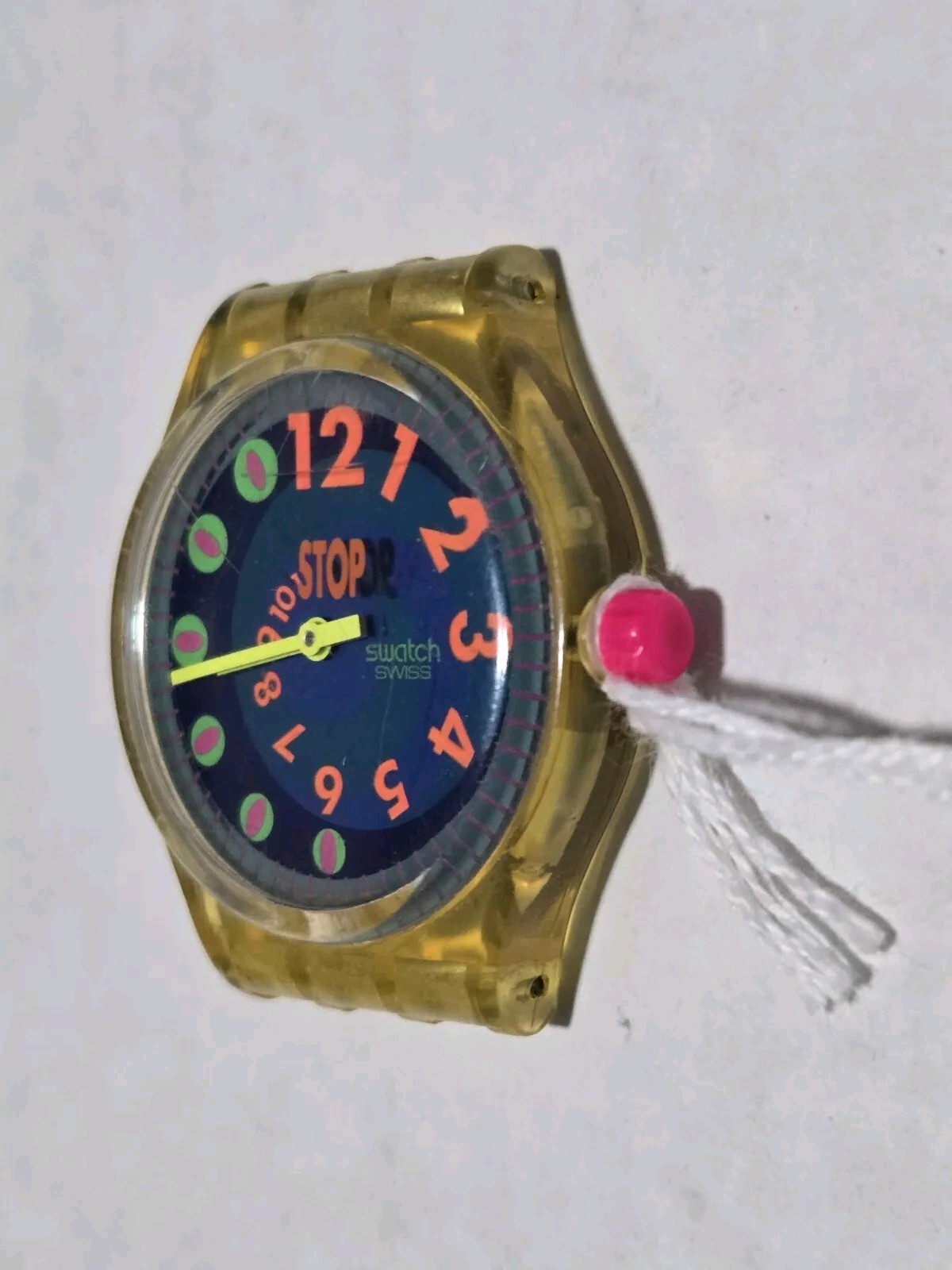 Vtg 1993 Swiss Swatch Stop Watch Le Walk, Le Swatch, Le Game Andale, NO BANDS