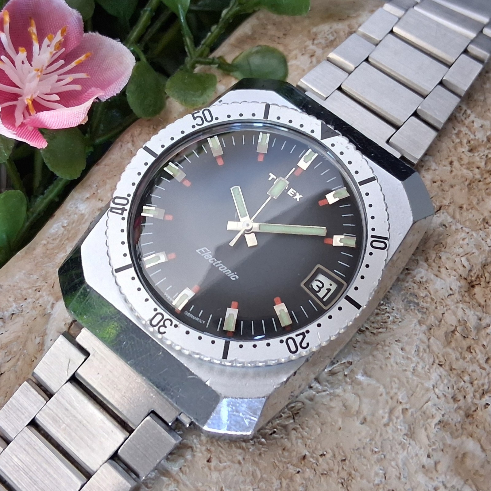 Serviced 1972 Timex West Germany Electronic Dive Style Men’s Vintage Watch RARE