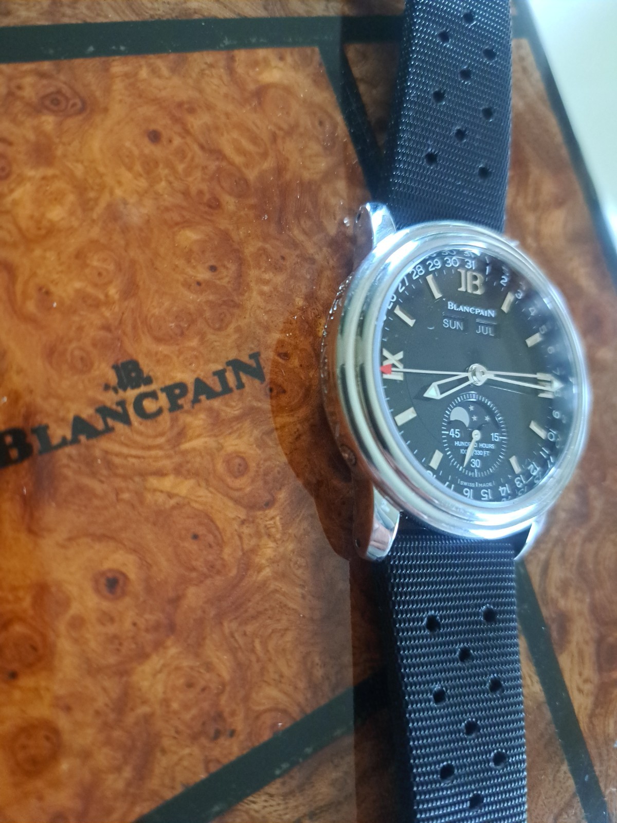 Blancpain Leman Complete Calendar Moonphase Black Dial Rare 38mm W/Box