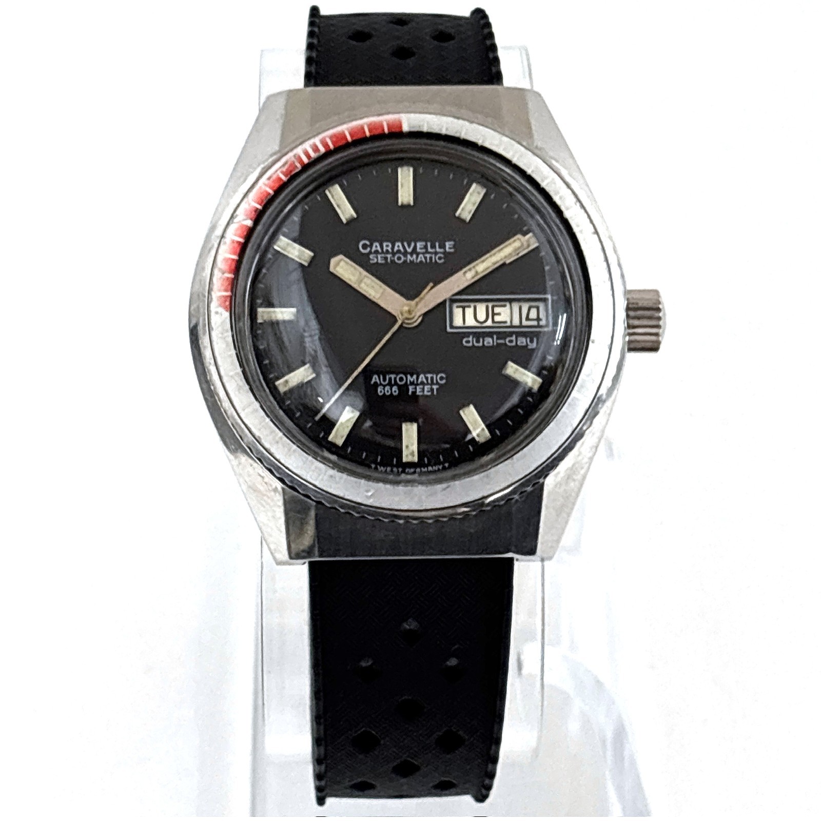 Vintage 1979 Caravelle Devil Diver Automatic 38mm Ghost Bezel 666ft West Germany