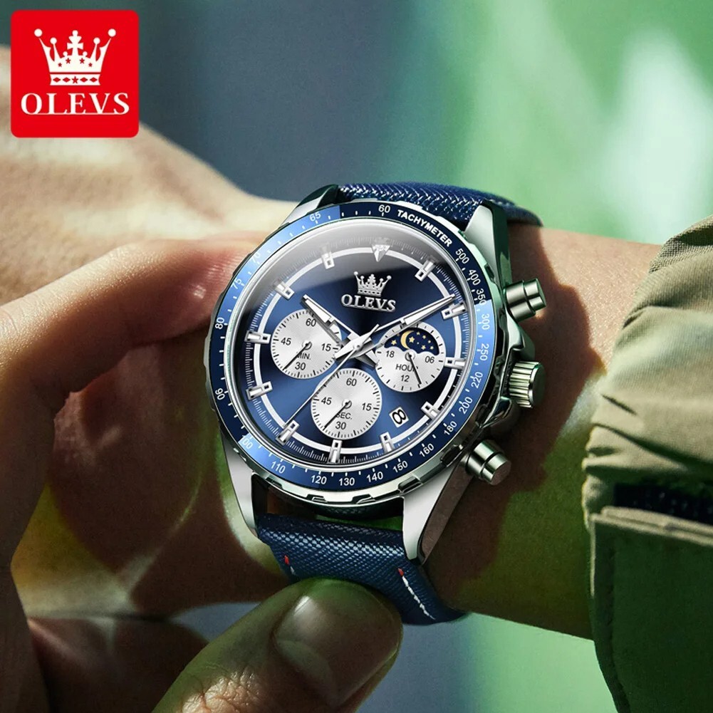Waterproof Quartz Luminous Watch OLEVS Luxury Business Date Men Strap Men’s