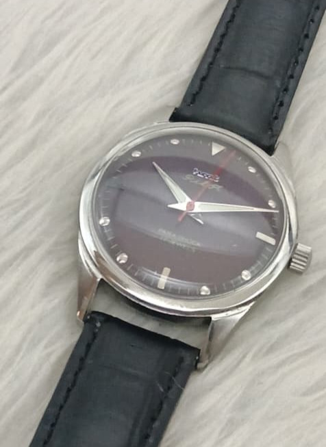 Vintage HMT Pilot Tropical Purple Dial Hand Winding Men’s Watch Black Leather