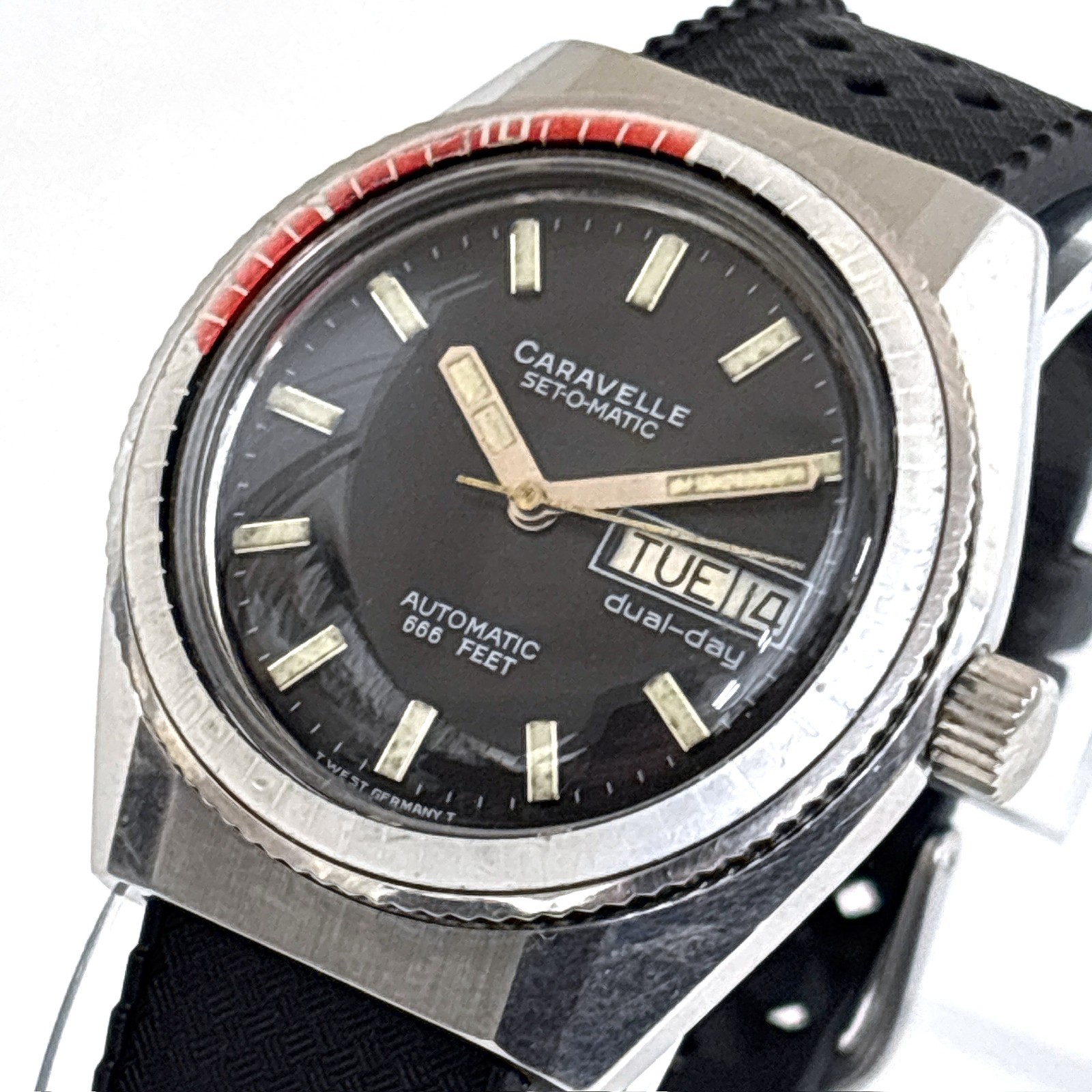 Vintage 1979 Caravelle Devil Diver Automatic 38mm Ghost Bezel 666ft West Germany