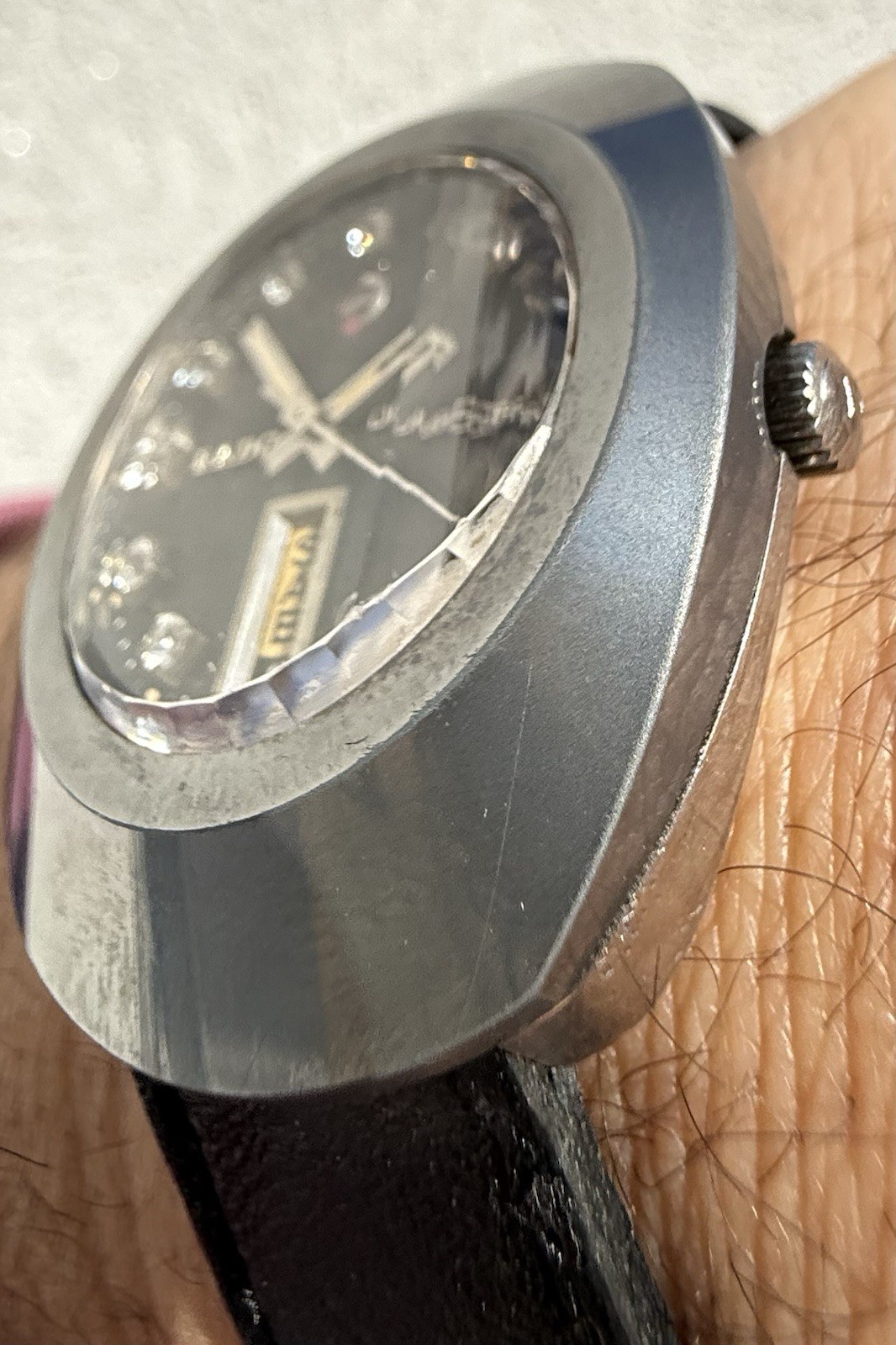 Rado DiaStar 1960s Automatic Tungsten Carbide Faceted Crystal Gem Dial