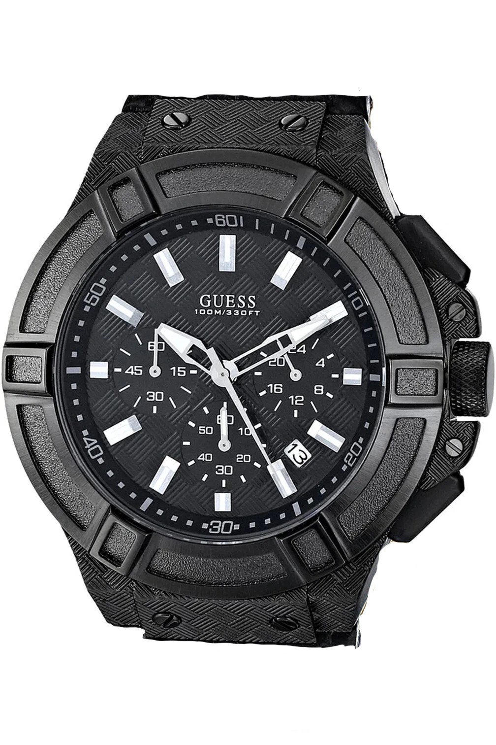 GUESS STEEL W0408G1,Men’s Rigor Chronograph,MISSING STRAP,Screw Crown,100m WR