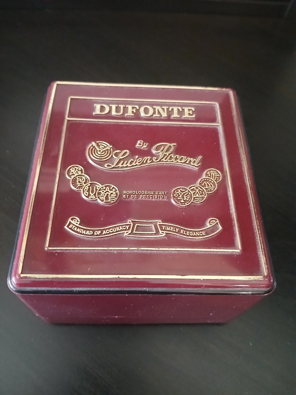Vintage Watch Mens DUFONTE By Lucien Piccard Quartz Date plastic Box Japan Work