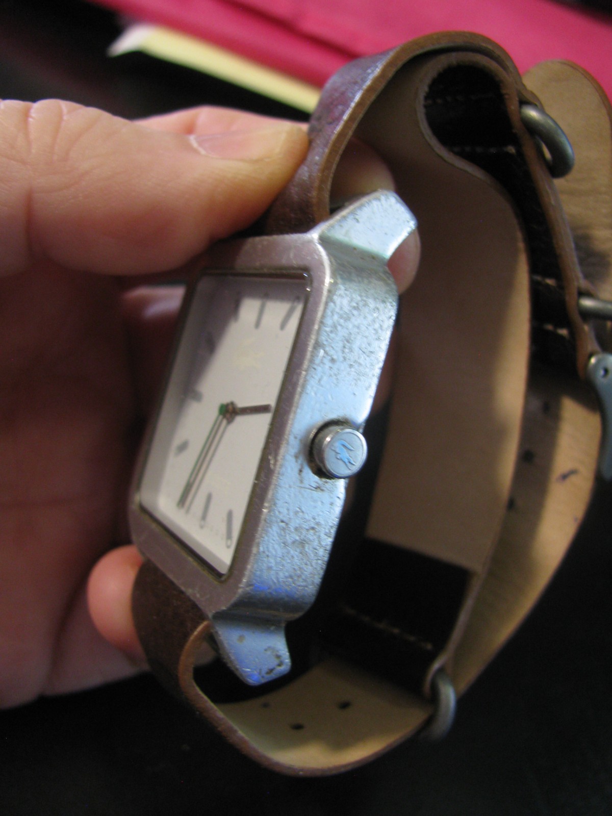 Lacoste Silver Analog Wristwatch Water-Resistant Faux Leather Band