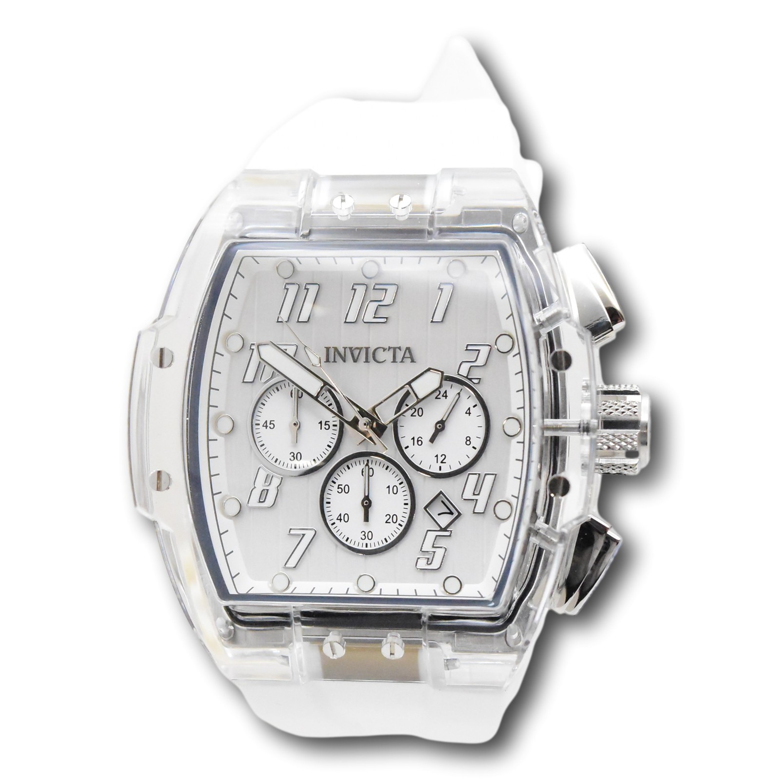 Invicta S1 Rally Crystal Chronograph Men’s 47mm Clear Case White Watch 45481