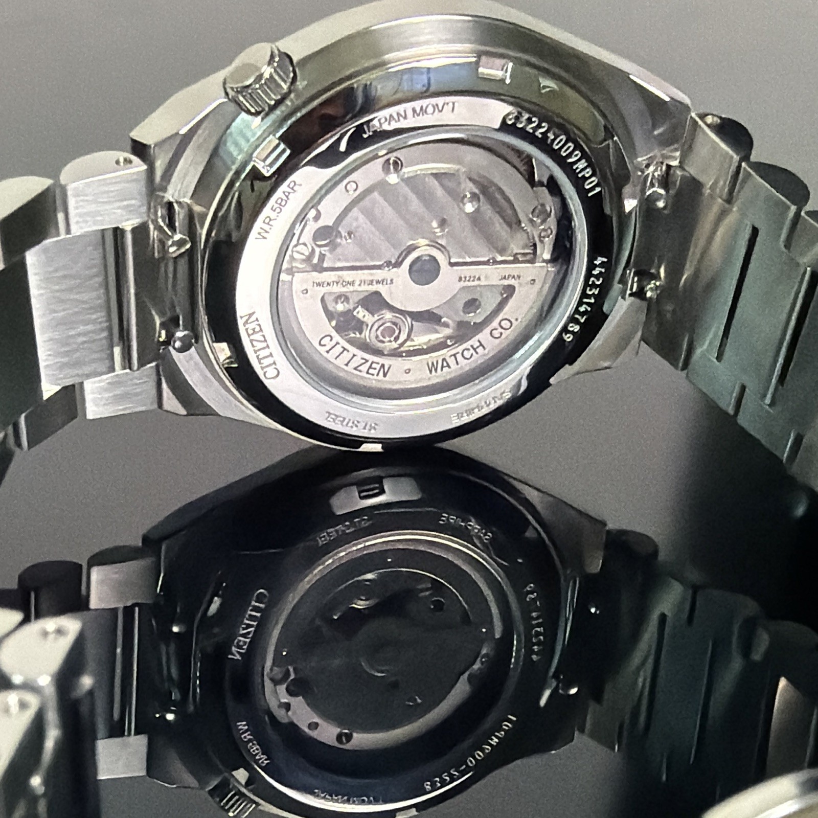 Citizen Automatic Blue Textured Dial 40mm Steel Bracelet 50m Small Sec w/ Box