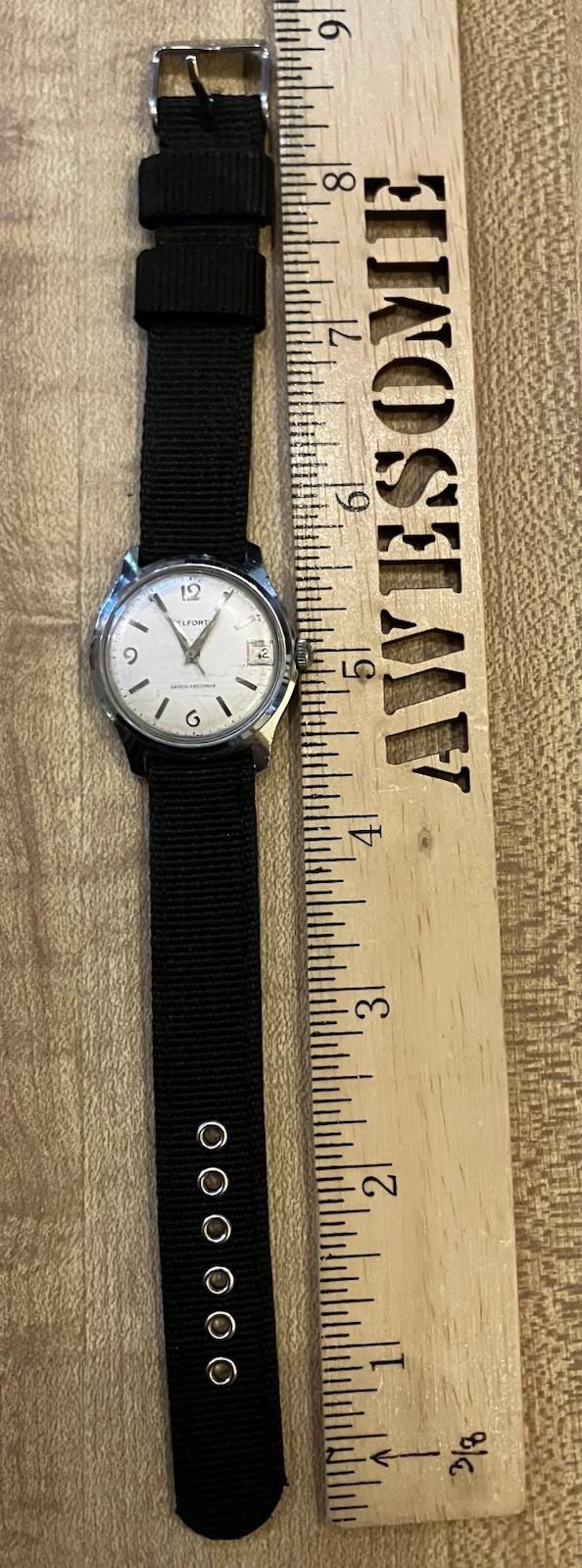 Belforte Shock Absorber Manual-Wind Date Silver Dial Black Nylon Strap