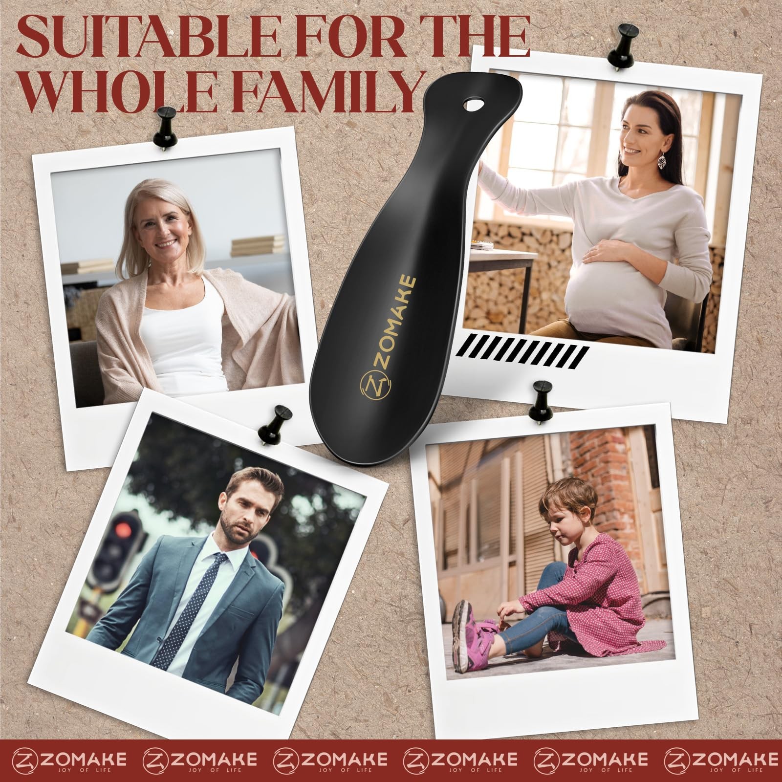 ZOMAKE Metal Shoe Horn,Small Travel Shoehorn for Men Women Kids, Portable Shoe S