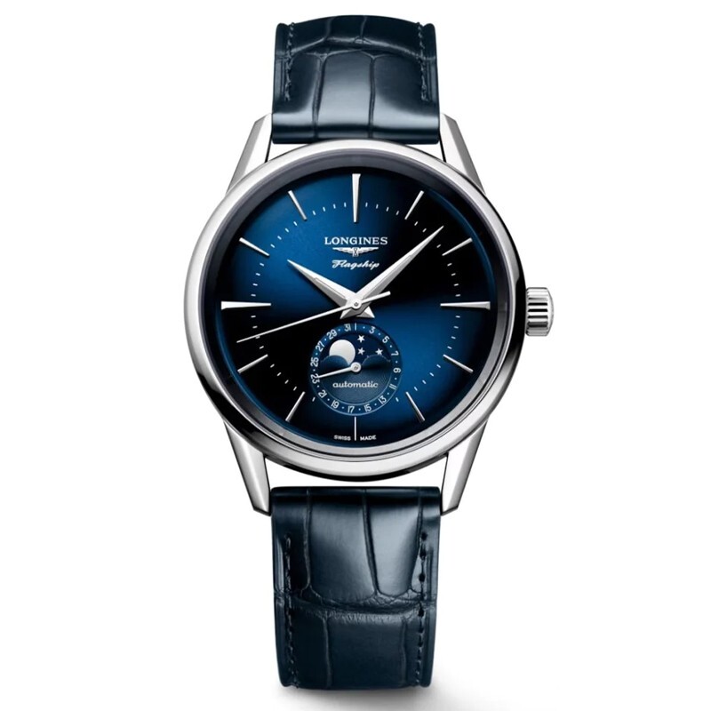 New Longines Flagship Heritage 38.5mm Moonphase Blue Dial Men’s Watch L48154922