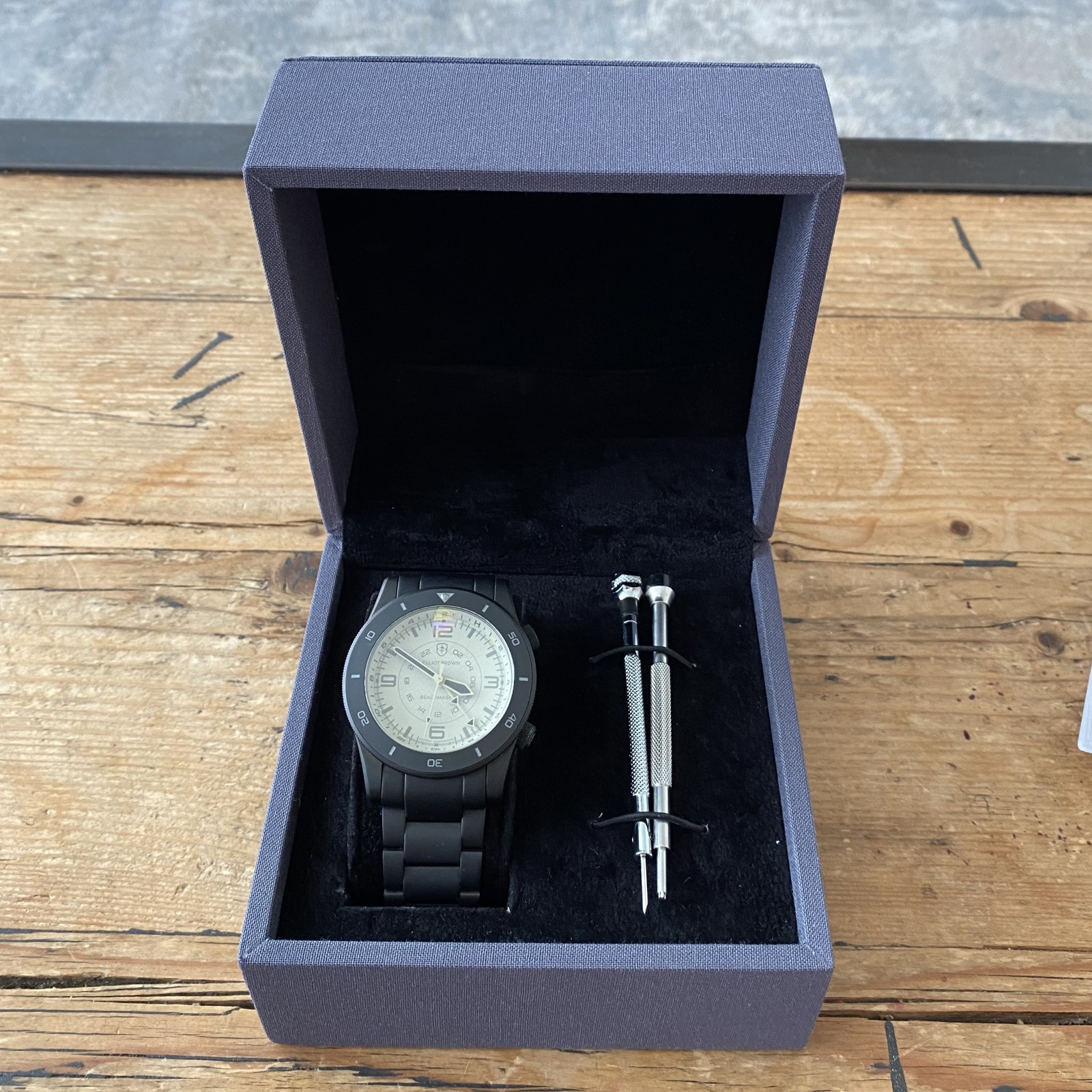 Elliot Brown Beachmaster Ghost Professional Black PVD Swiss Quartz Watch 40mm
