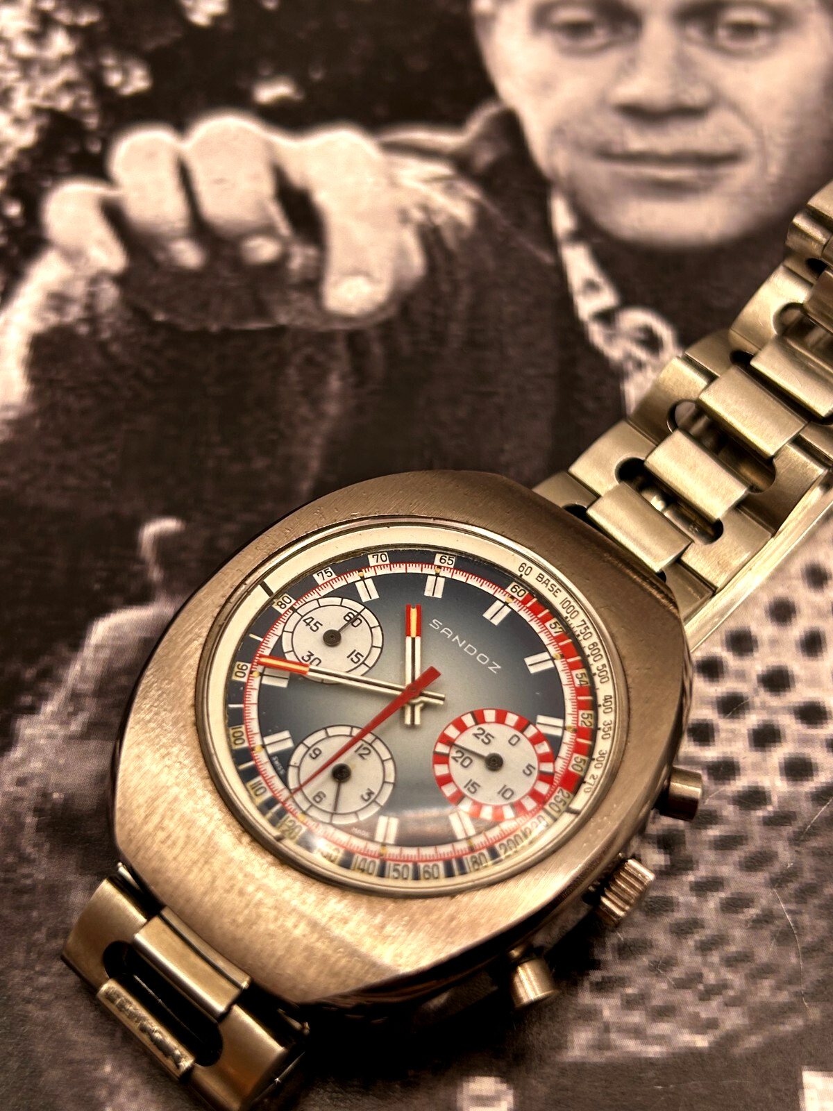 Vintage Sandoz Chronograph Watch Valjoux 7736