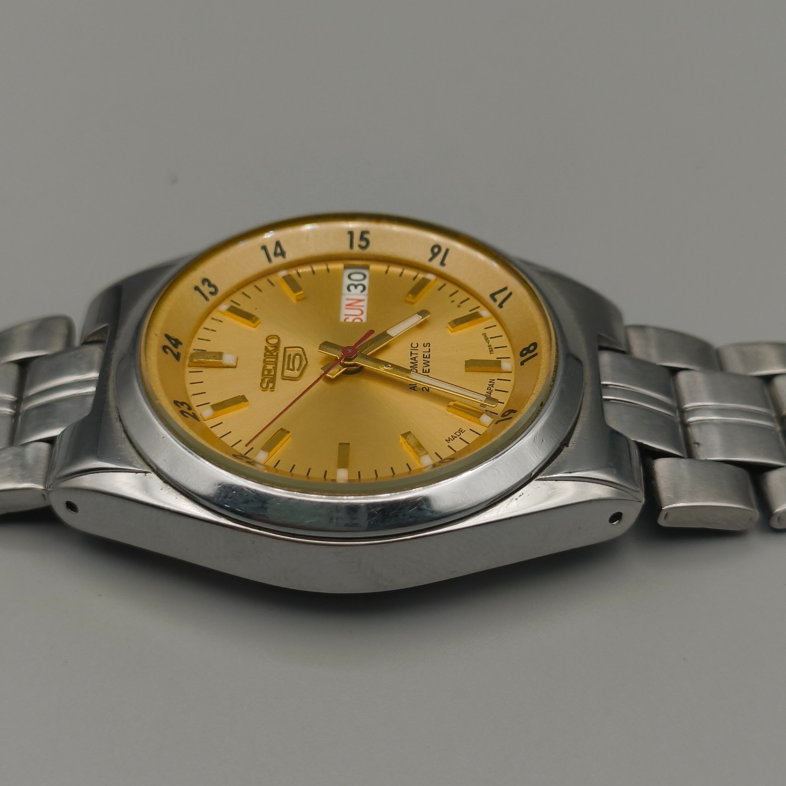 Vintage Seiko 5 Automatic 7S26 Golden Railway Time Watch Japan