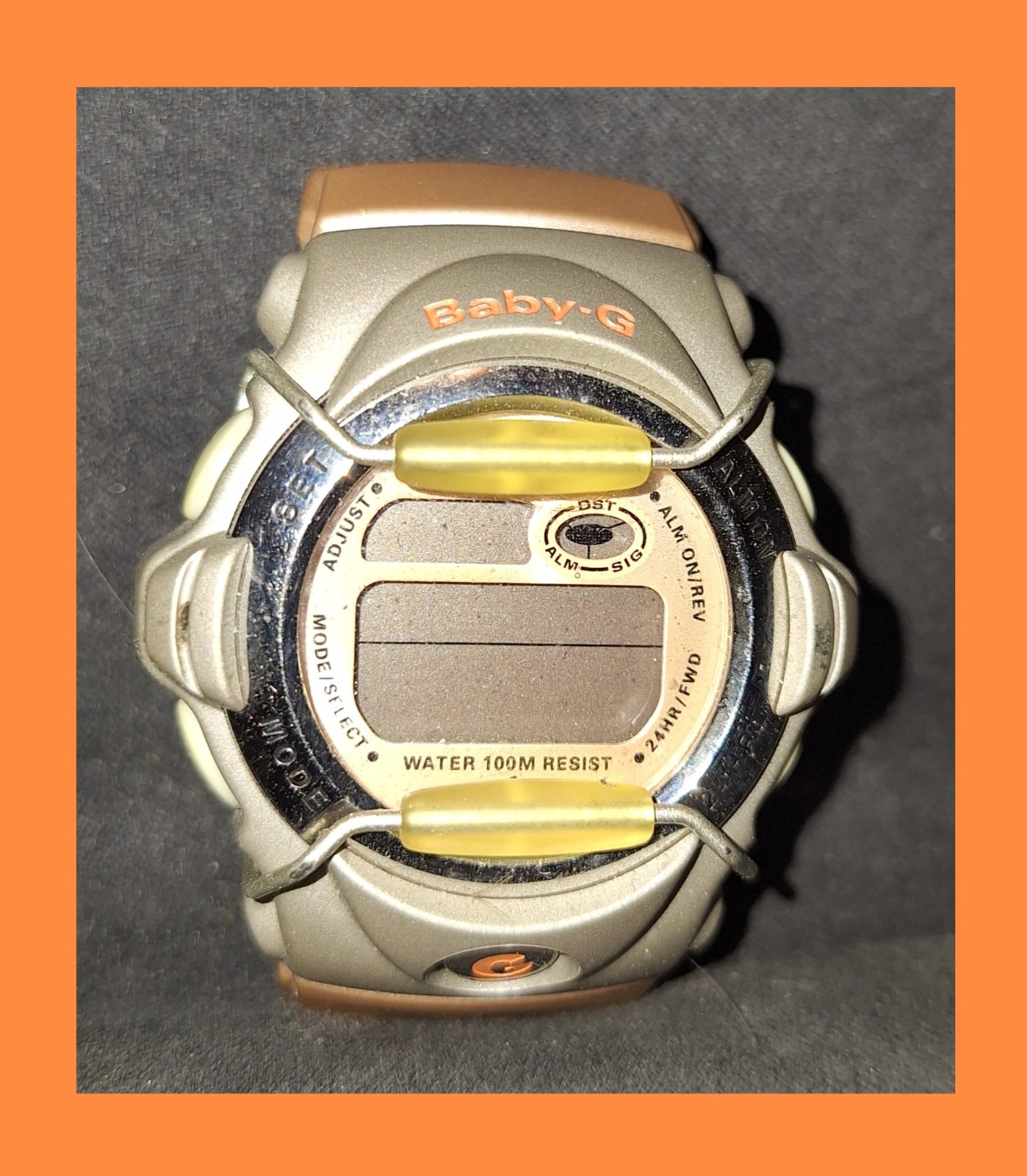 Casio Baby-G BG-162 Watch Women 42mm Gray Orange Alarm Chrono Digital
