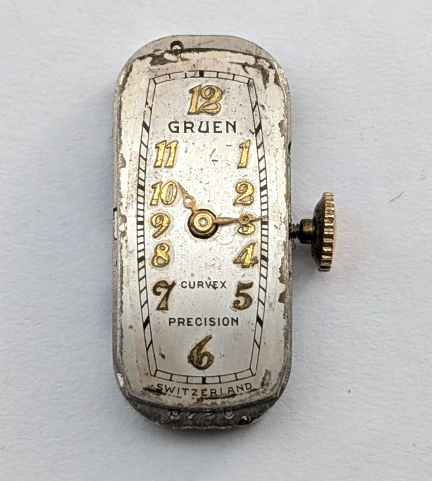 GRUEN Precision Curvex Conoruma 17j Vintage 10mm Watch Movement PARTS or REPAIR