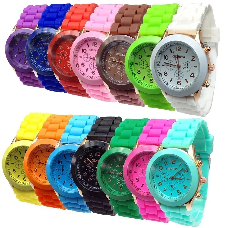 Kids Silicone Rubber Jelly Colors Wrist Watch Rainbow Watch Children Boys Girls
