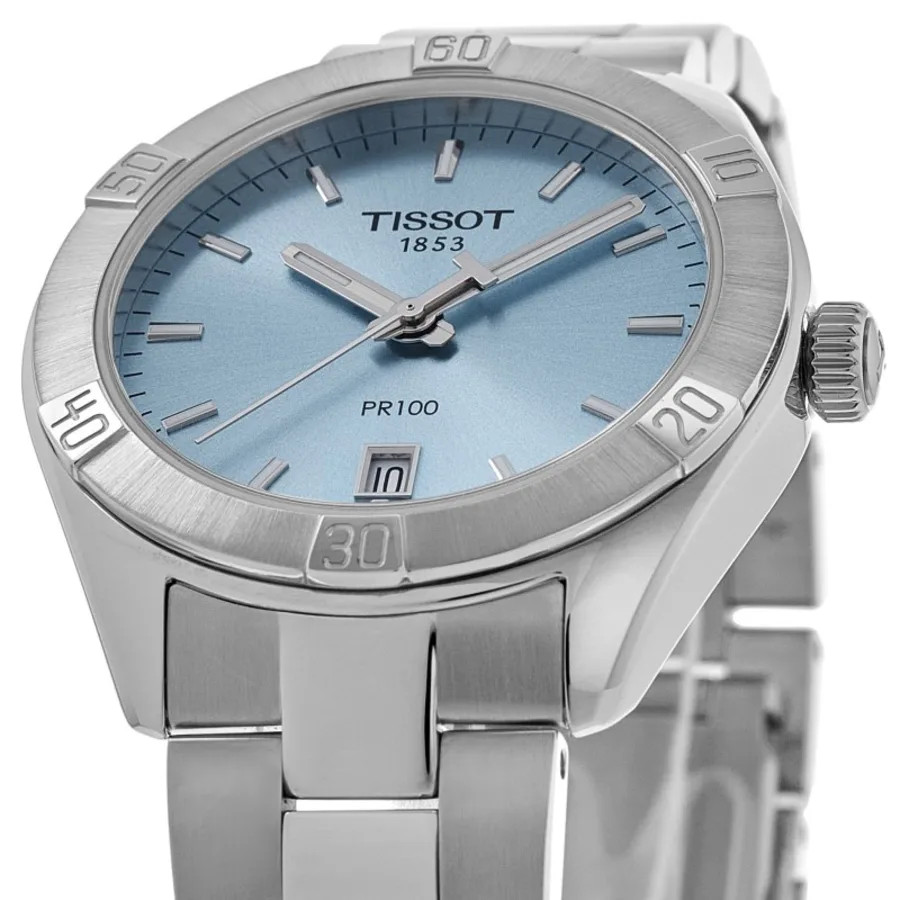 New Tissot PR 100 Sport Chic Lady Light Blue Women’s Watch T101.910.11.351.00