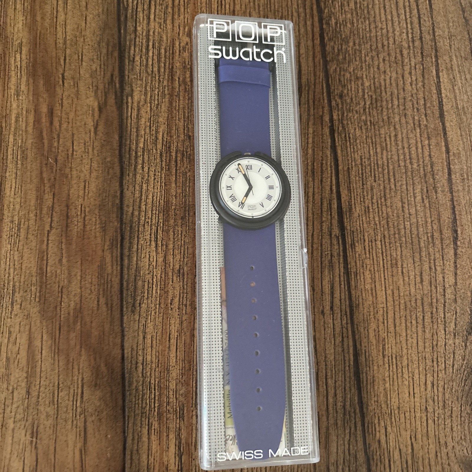 NOS Vintage 1991 Pop Swatch ROMAN NIGHT PWB169 Watch Purple New In Box & Papers