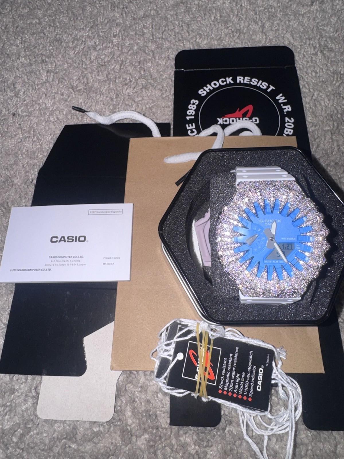 White band Blue Face Silver moissanite kit