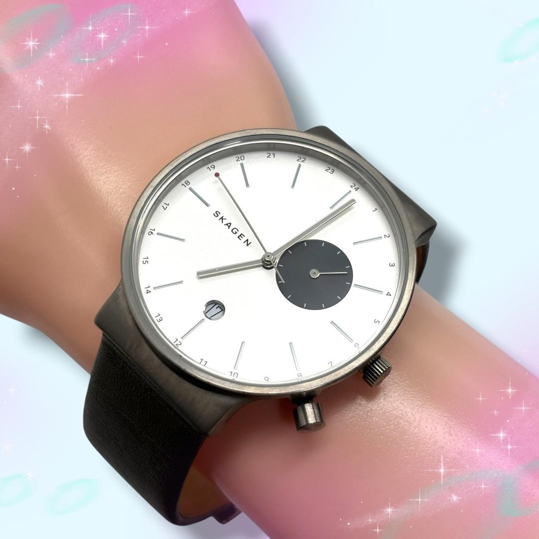 SKAGEN SKW6319 Ancher Quartz Titanium Watch 21.5cm 8.5in Mens Japan used