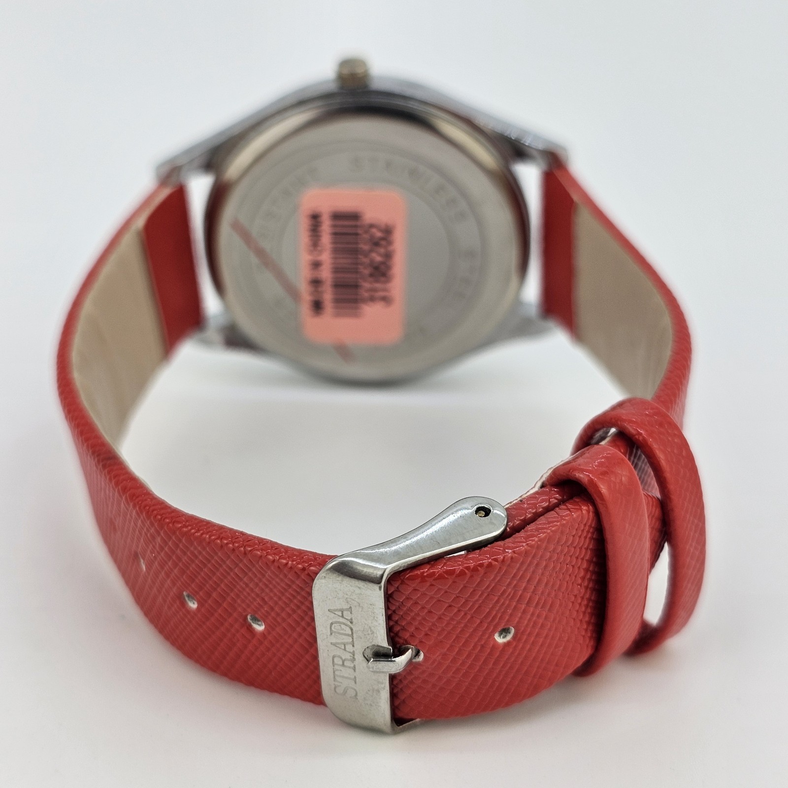 40MM Women’s Watch Red Dial Red Faux Leather Bands New Battery