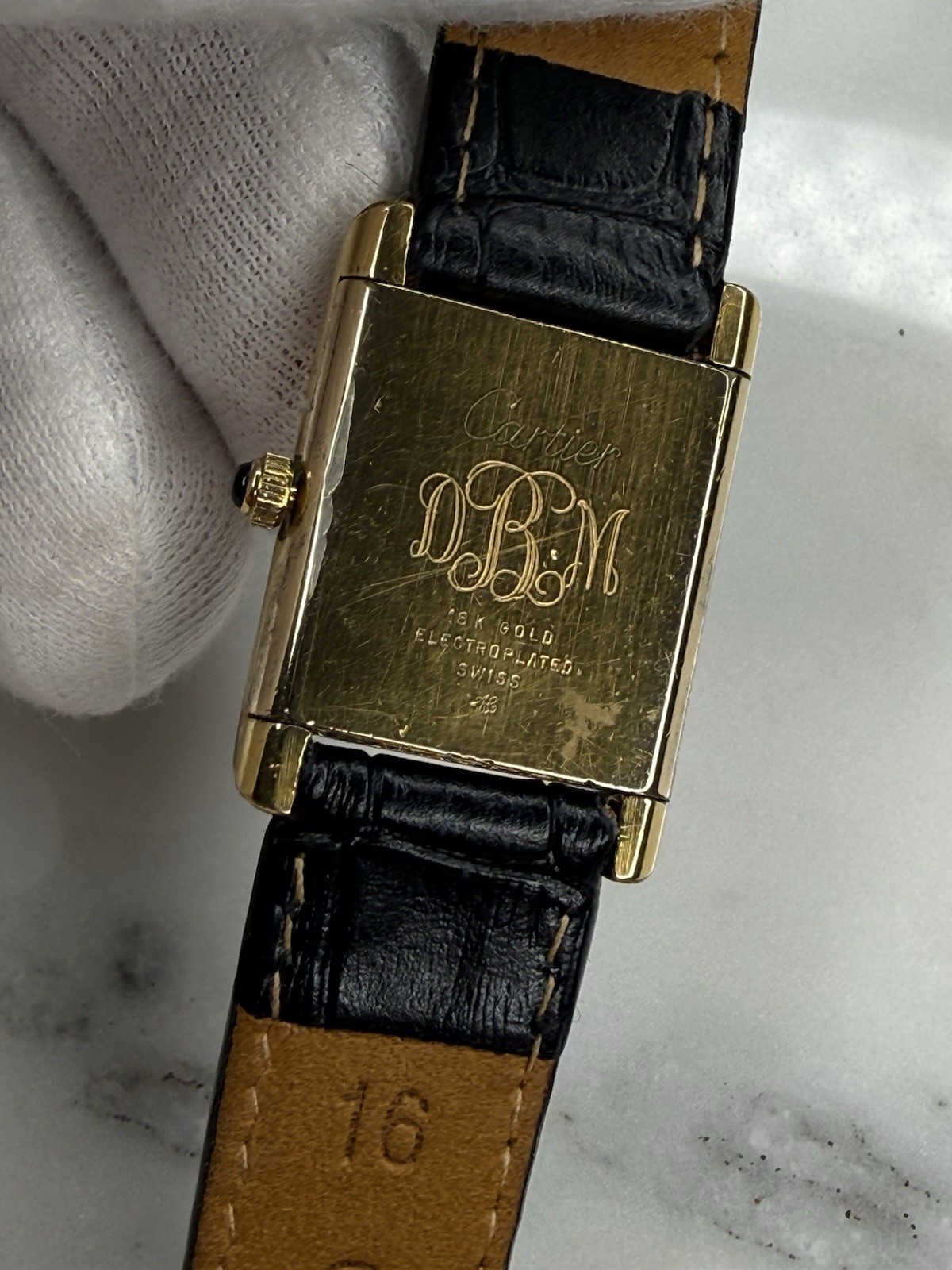 Auth Vintage Cartier Tank 18k Electroplated 1970s 21x28mm Manual Wind Movement