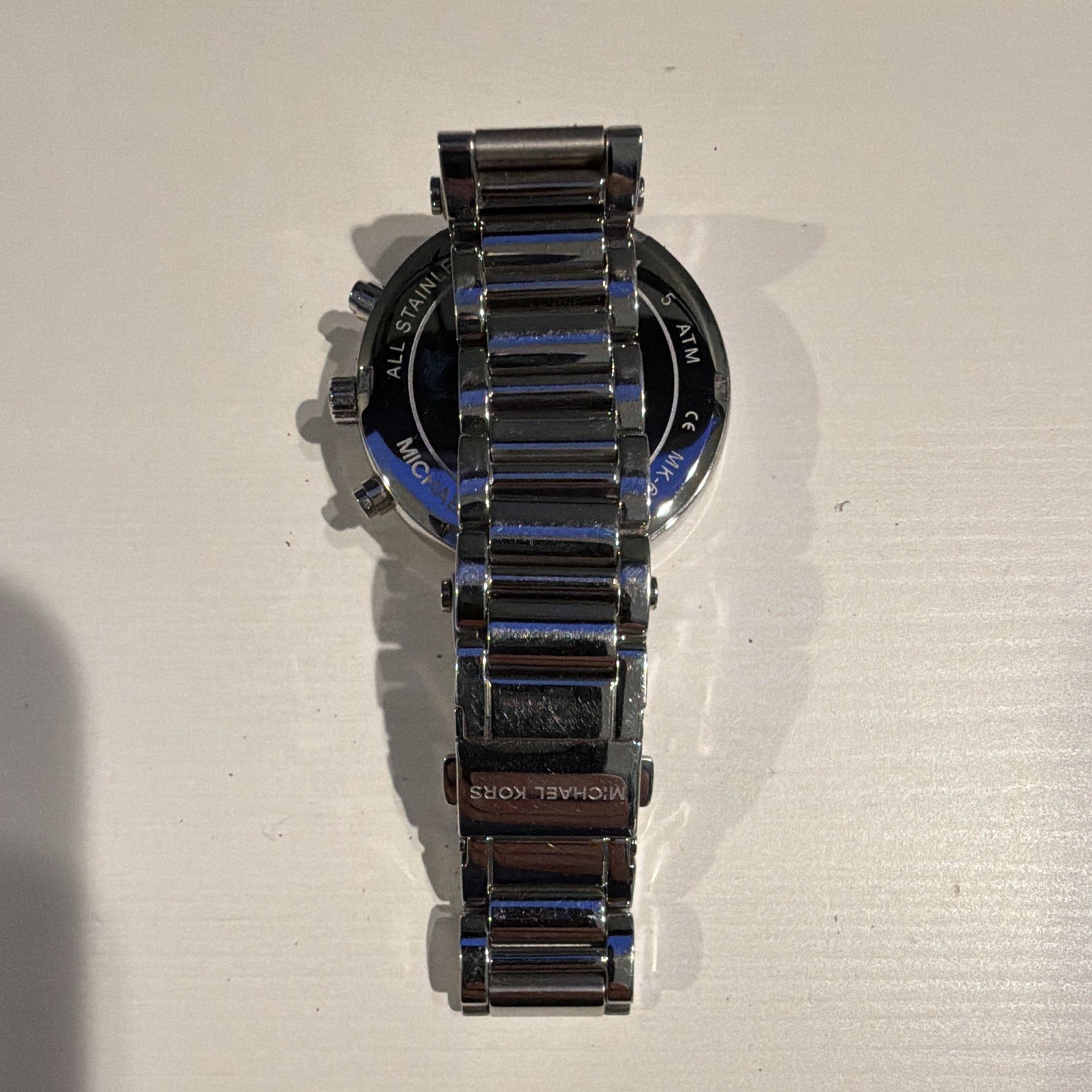Michael Kors Stainless Steel Silver Bracelet Blue Dial Chronograph Quartz 38mm