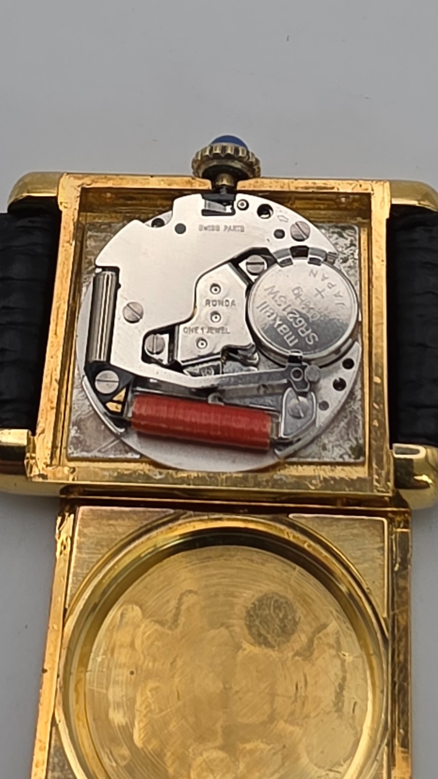 Must de Cartier Tank 18ct Gold on Sterling Silver Lady’s Watch in Cartier Box.