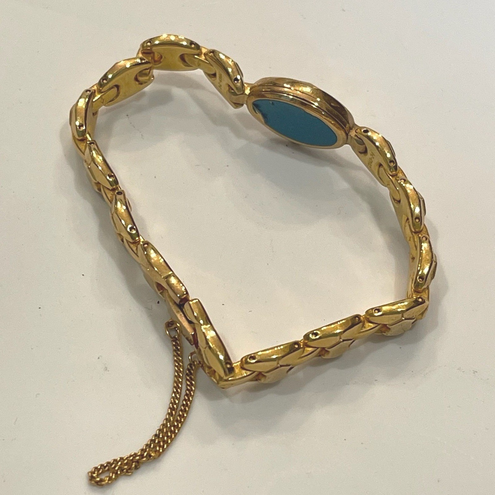 Lassale Womens Gold Tone Oval Face Dress Watch Geometric Link Bracelet Vintage