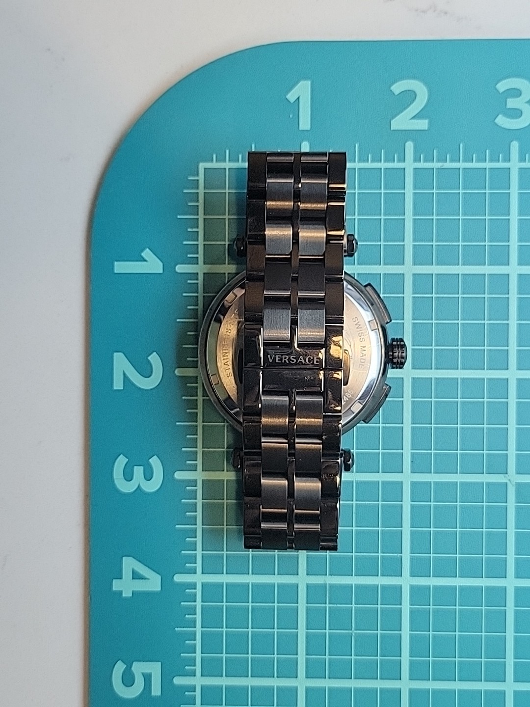 Men’s Versace Watch Greca Chrono Black Ion-Plated Band 45mm VEPM201002092486 Blu