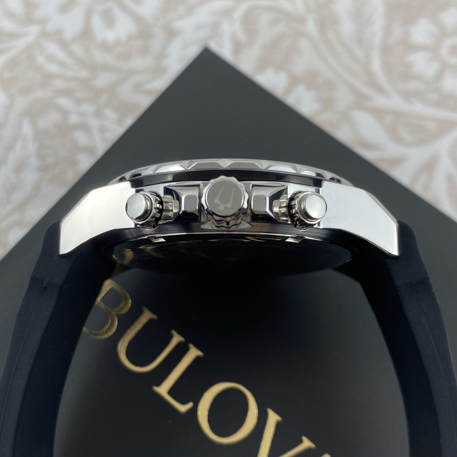 Bulova Marine Star 98B258 Automatic Blue Dial Black Rubber Strap Men’s Watch