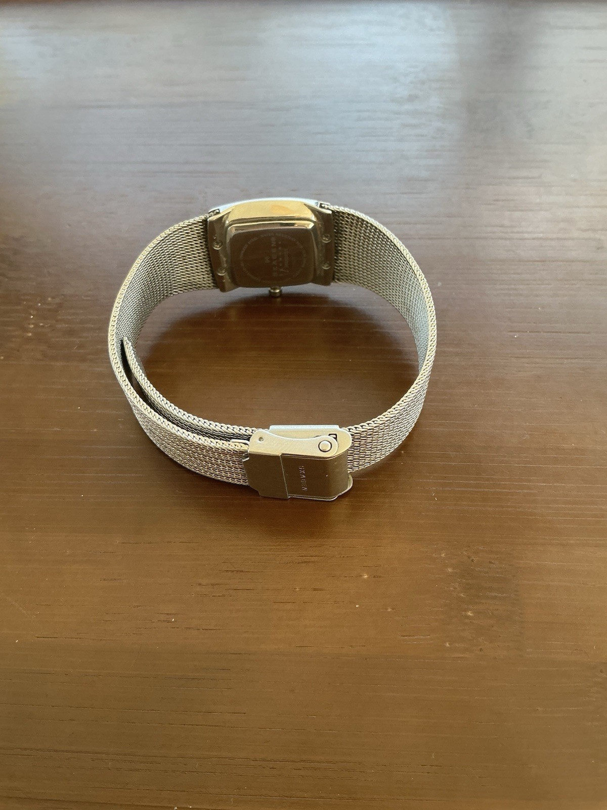 Skagen Quartz Rectangle Wristwatch Silver Mesh Band Silver Dial Dress Formal