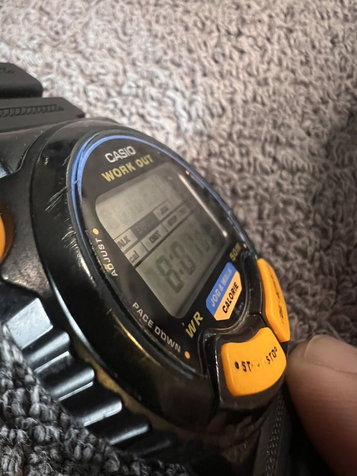 Vintage Casio JC-10 Mens Watch 35mm Black Jog Walk Workout Running Man