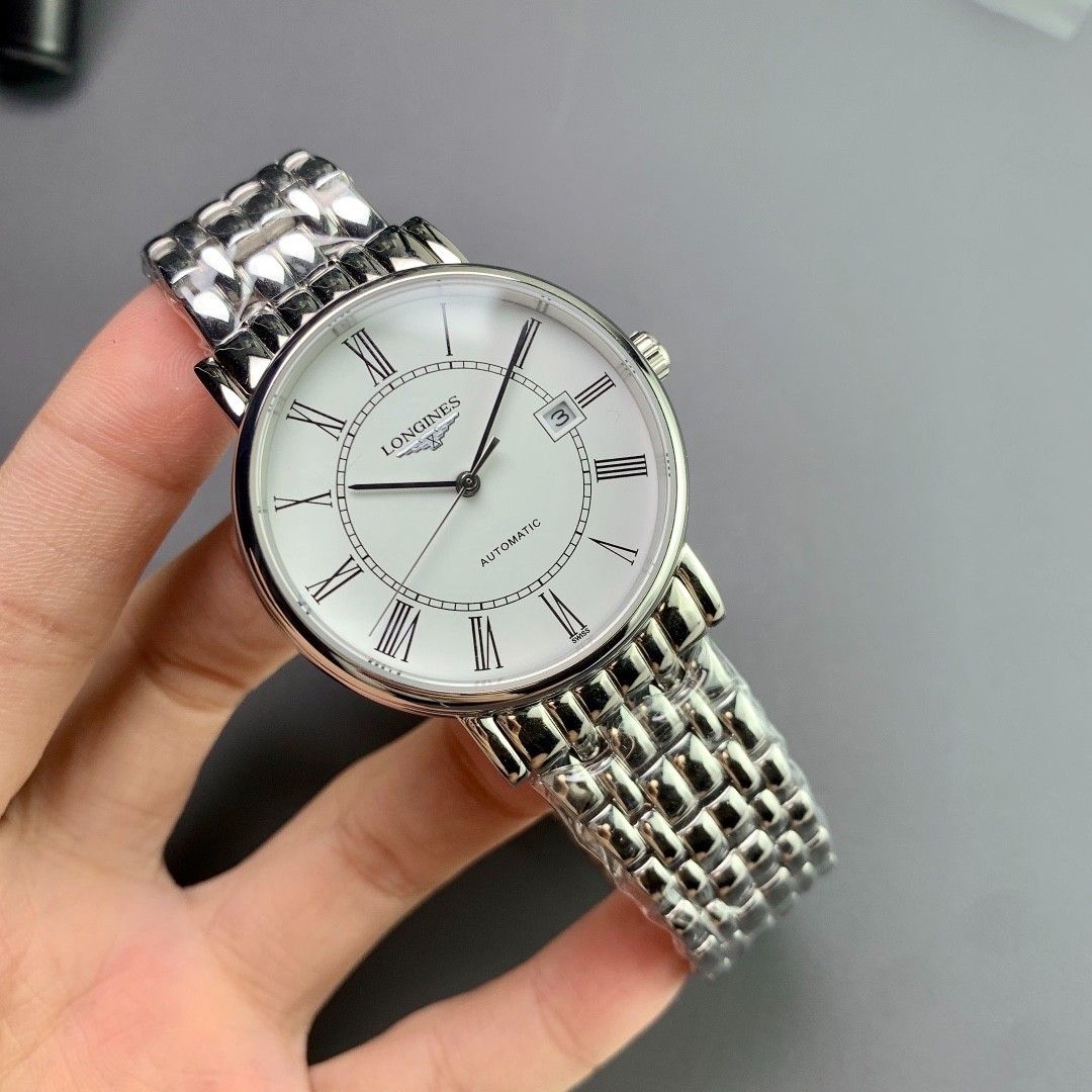 Longines Men’s Elegant Automatic Mechanical Watch Silver Steel Roman Dial 40mm.