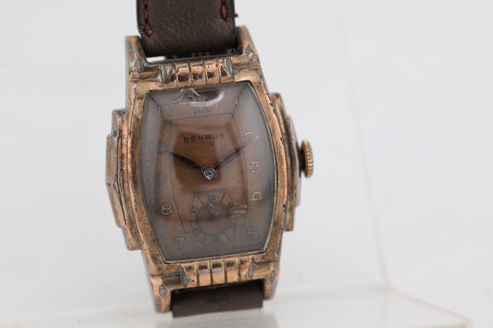 BENRUS ART DECO TANK WATCH, 28.2×39.6mm CASE, MODEL BB2, 15j SWISS, RUNS (A17)
