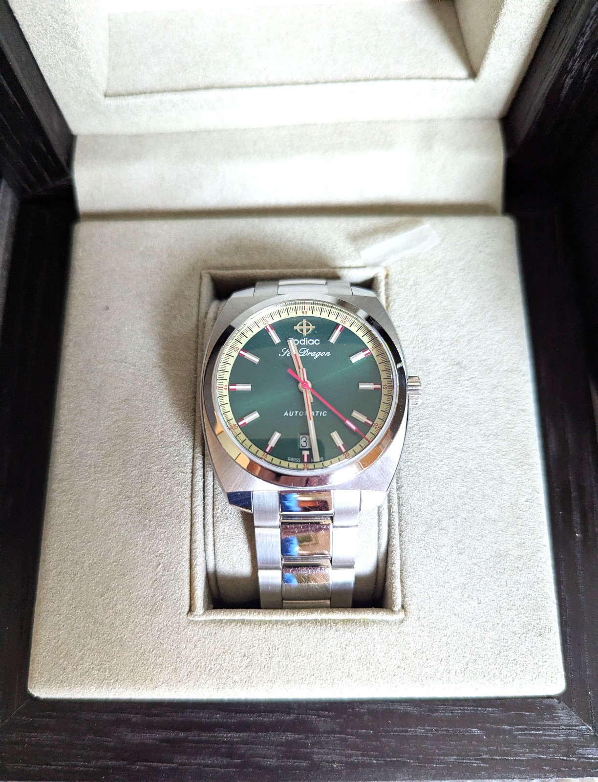 Used Zodiac Sea Dragon Reissue Automatic Diver Watch, Green Dial/Bracelet