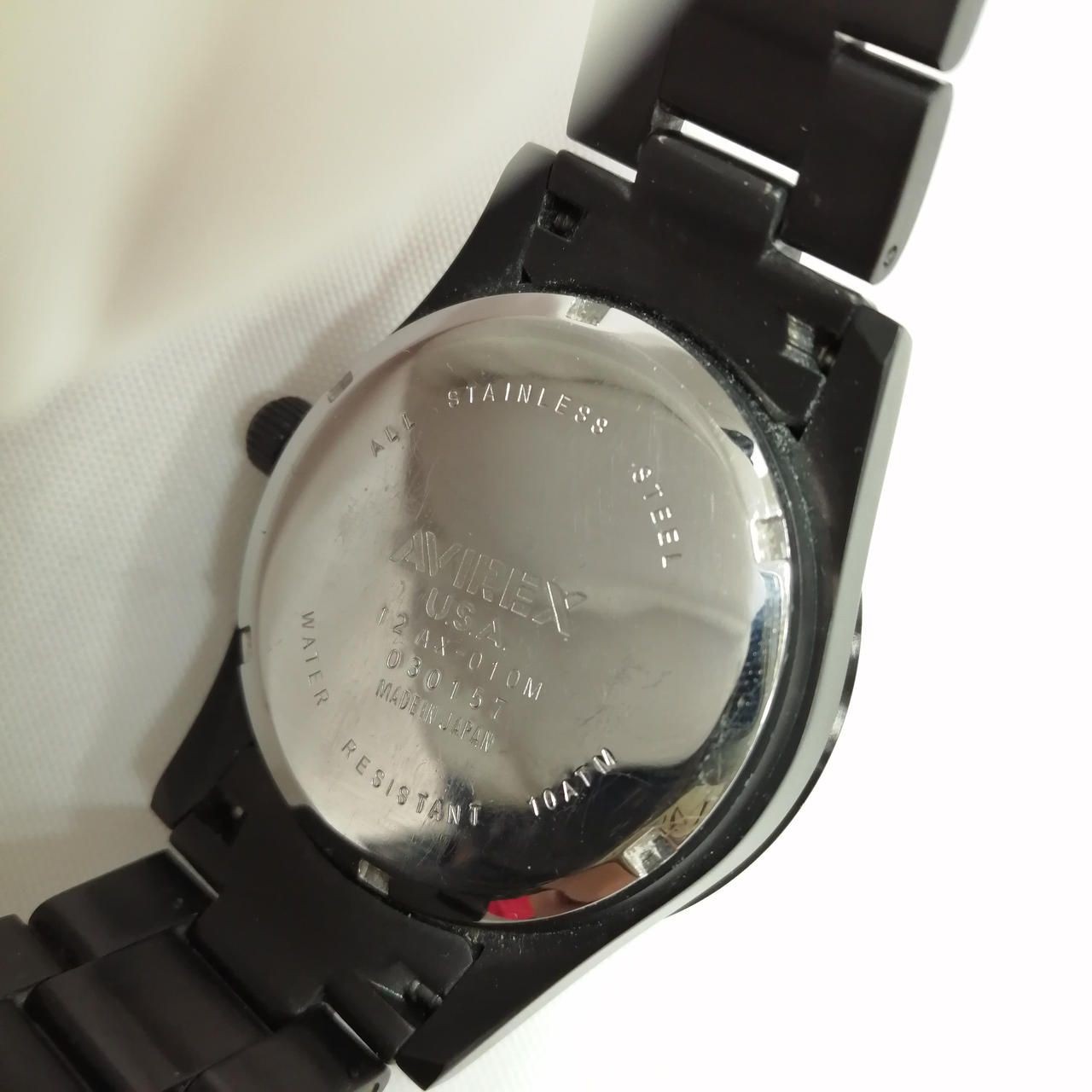 AVIREX Quartz Watch Black 12ax-010m Used
